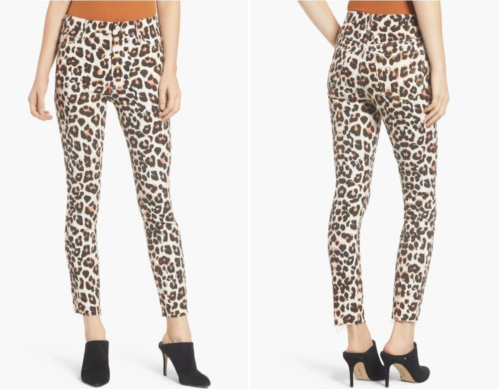 Mother The Looker Ankle Fray Touch of the Tiger Jeans, Size 27